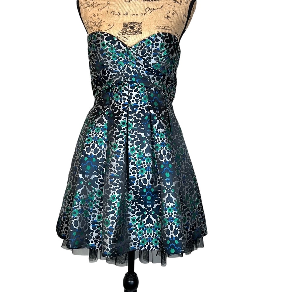 BCBGMaxAzria Strapless Cocktail Mini Dress Women's 6 Tide Combo - Picture 3 of 14